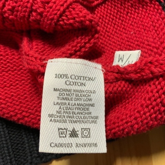 COTTON COUNTRY 100% Cotton Red Black 1/4 Zip Sweater Stand Up Collar US Sz M - Picture 7 of 8